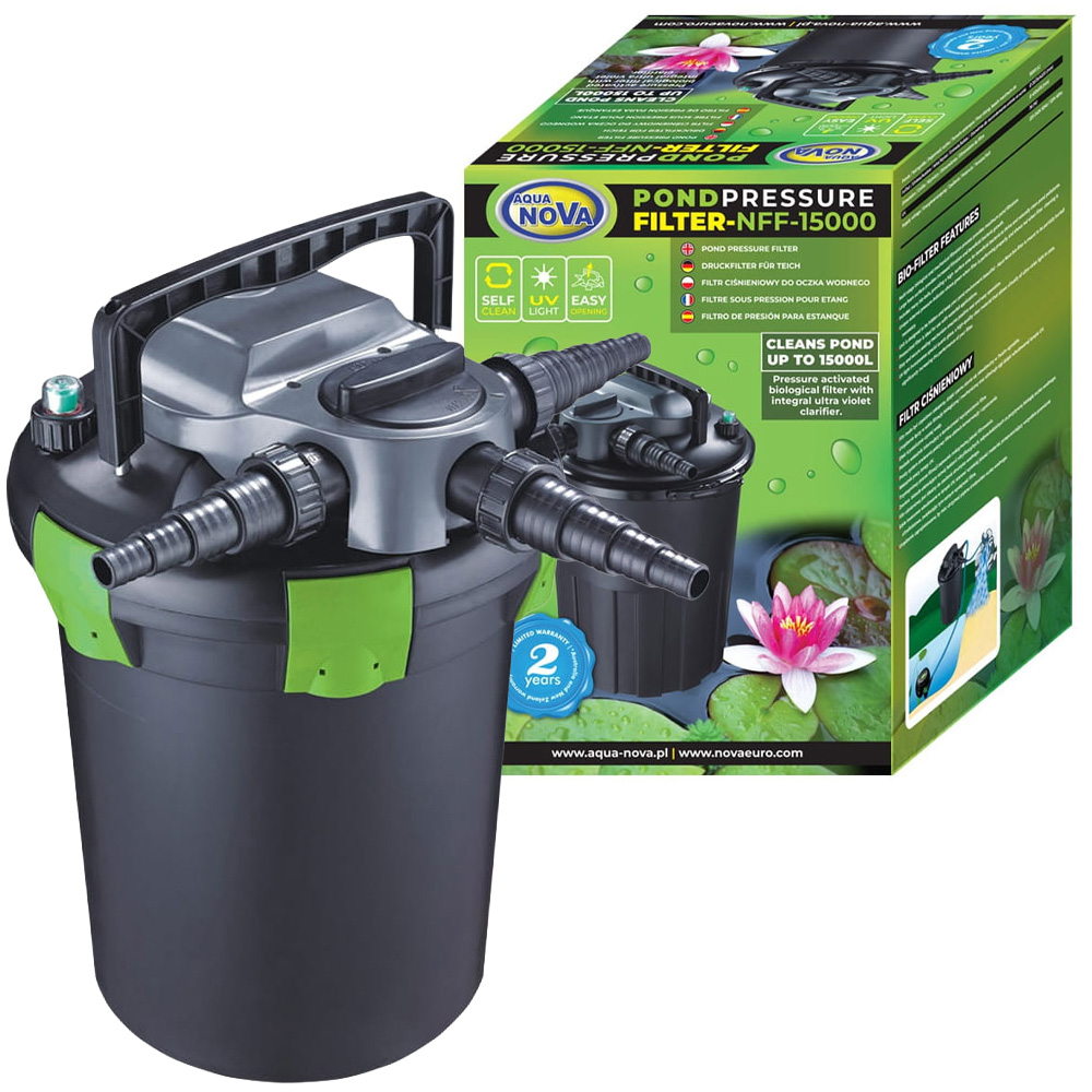 Aqua Nova Filtr Ciśnieniowy Samoczyszczący NFF-15000 UV 36W do Oczka+gratisy